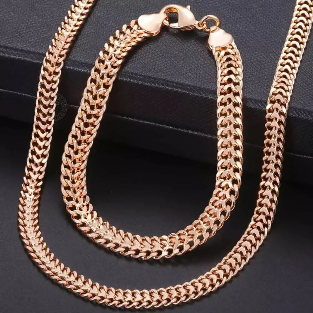 Rose Gold Double Weaving Chain Link Bracelet